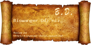 Biswanger Döniz névjegykártya